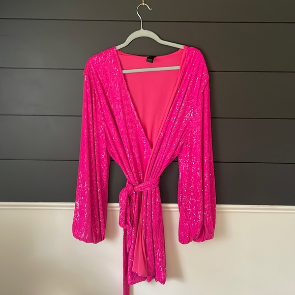 Jay Godfrey Polly Pink Sequin Dress wrap dress size 14